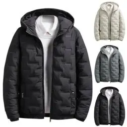 Produktbild: Übergangsjacke Herren 5XL,Softshelljacke für Herren,Herren und Winter Einfarbig mit Kapuze Warm Lässig Gepolsterter Mantel Wintermantel Wolle Herren,Jacke Herren Übergangsjacke Men's Jackets