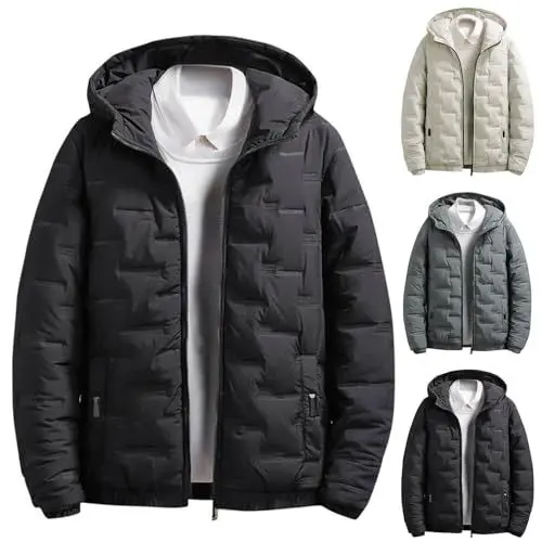 Produktbild: Übergangsjacke Herren 5XL,Softshelljacke für Herren,Herren und Winter Einfarbig mit Kapuze Warm Lässig Gepolsterter Mantel Wintermantel Wolle Herren,Jacke Herren Übergangsjacke Men's Jackets