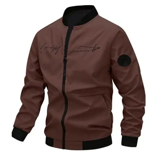 Produktbild: Übergangsjacke Pilotenjacke Herren, Modische Zipper Herren Jacken übergang, Leichte Steppjacke, Komfortable Herren-jacken, Oversized Wanderjacke, Mens Jacket braun 3XL