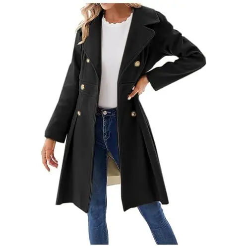 Produktbild: Übergangsmantel Damen Herbst Ledermantel Damen Herbst Mantel Damen Mantel Damen Elegant Boucle Jacke Damen Mantel Damen Herbst Übergang Jacke Damen Damen Parka Übergang Herbstmantel Schwarz S