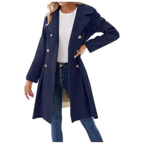 Produktbild: Übergangsmantel Damen Wintermantel Damen Wintermantel Herbst Parka Damen Coat Women Leichter Steppmantel Damen Damen Mantel Winter Kurzmantel Wolle Damen Trenchcoat Damen Blau Xl