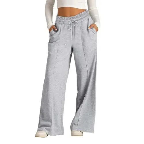 Produktbild: Übergroße Weitbein Jogginghosen für Mädchen Elastische Geradebein-Hose mit Kordelzug Baggy Freizeithosen für Kinder Modische Winterkleidung für Tweens (A-Grey, 10-11 Years)