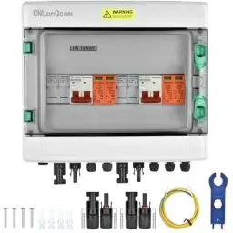 Produktbild: überspannungsschutz pv - 500V 32A Solar Anschlusskasten, Blitzschutz dc trennschalter pv anlage 2 string (2 in 2 out), DC Combiner box Leitungsschutzschalter Solar einspeisesteckdose