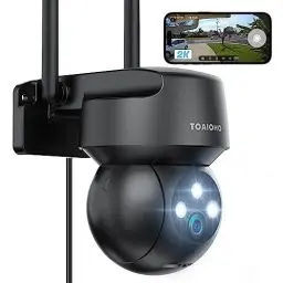 Produktbild: Überwachungskamera Aussen - Kamera Überwachung Aussen Wlan IP Kamera Outdoor Kabel Außenkamera WiFi PTZ Outdoor Camera Dome Homekit Aussen kamera Videoüberwachung Kamera Schwarz mit Farbige Nachtsicht