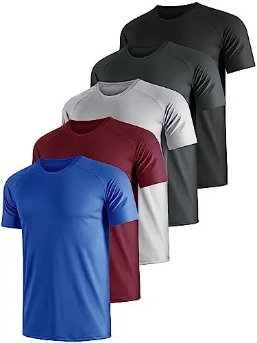 Produktbild: UEEKO 5er Pack Sport Herren Tshirt Set Kurzarm Sporthirt Running Herren Schnelltrocknend Atmungsaktiv Fitness Funktions Sporthirt Running Herren.(XX-L)