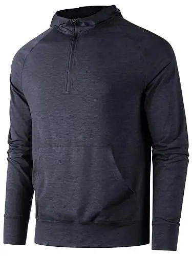 Produktbild: UEEKO Herren Oversized Kapuzenpullover mit 1/4-Zipper – Weicher, Leichter & Atmungsaktiver Hoodie für Streetstyle und Freizeit, Kohleschwarz, 3XL