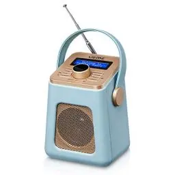 Produktbild: UEME Mini DAB+ DAB Digitalradio und UKW Radio mit Bluetooth Lautsprecher, Radiowecker, und Leder Verkleiden (Blau)