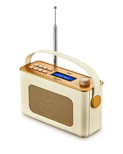 Produktbild: UEME Retro Digitalradio mit Bluetooth, DAB+ DAB UKW Radio, Radiowecker, und Leder Verkleiden (Crème)