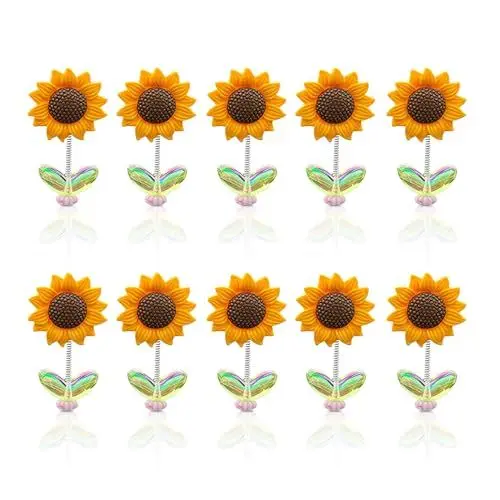 Produktbild: UEPOA 10 Stück Sonnenblumen Auto Deko Klein, Mini Wackelfigur Kopf Auto Armaturenbrett Dekorationen Niedliche Autodeko Innenraum Wackelblume für Car Computer Tisch Büro Wohnzimmer