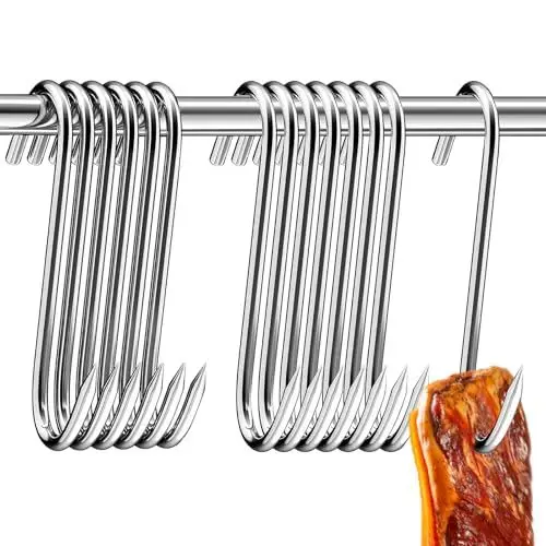 Produktbild: UEPOA 30 Stück Fleischerhaken Edelstahl 140mm S Haken Scharf Fleischhaken Aufhängehaken Küche Metzgerhaken zum Einhängen Räucherhaken für BBQ Backen Fleischverarbeitung