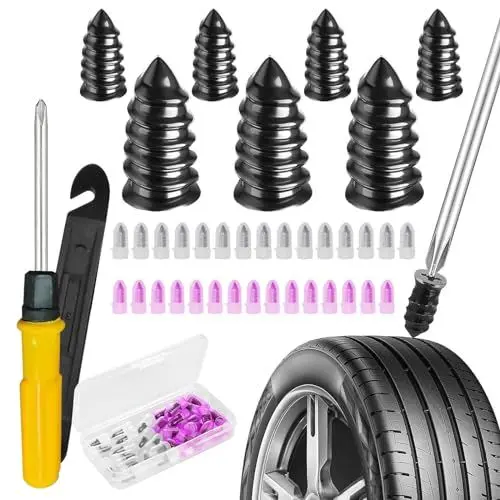 Produktbild: UEPOA 30 Stück Reifenreparaturset Motorrad, Gummi Reifen Reparaturset Vakuum Reifen Reparatur Nagel Schlauchlose Tubeless mit Schraubendreher Reifenreparatur für Fahrrad Auto Motorrad