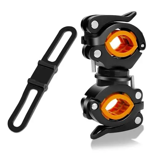 Produktbild: UEPOA Fahrradlicht Halterung, Universal Fahrrad Lampenhalterung 360°Drehbare Lichthalterung Taschenlampe Halterung Fahrrad mit Fahrrad Silikonband für Mountainbike