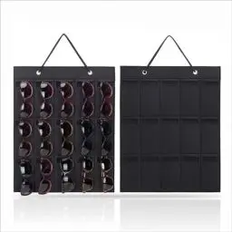 Produktbild: UEPOA Hängende Sonnenbrillen Aufbewahrung, 2 Stück Hängende Sonnenbrille Organizer mit 15 Fächer Aufbewahrung Sonnenbrillenhalter Staubdichter Filz Brillenhalter für Wand (Schwarz)