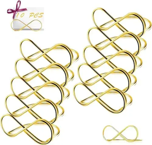 Produktbild: UEPOA Tischkartenhalter, 10 Stück Menükartenhalter Hochzeit Gold Kartenhalter Tisch Metall Tischnummern Hochzeit für Tischdekoration Hochzeit Party Geburtstag Büro