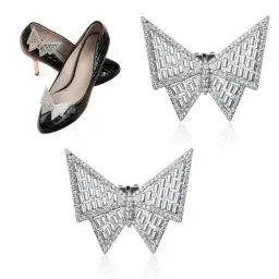 Produktbild: UEPOA Schuhanstecker, 2 Stück Schuhschnallen Clip Schmetterling Kristall Schuhclips Dekoration Schuhschmuck Schnürsenkel für Hochzeit Braut Party Frauen Schuhdekoration High Heels