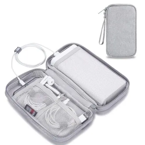 Produktbild: UEPOA Universal Travel Kabel Organizer Tasche Wasserdicht Klein Ladekabel Tasche Kabeltasche Organizer Reise Tragbare Cable Bag Elektronik Zubehör Tasche für Handy USB Ladekabel Powerbank (Grau)