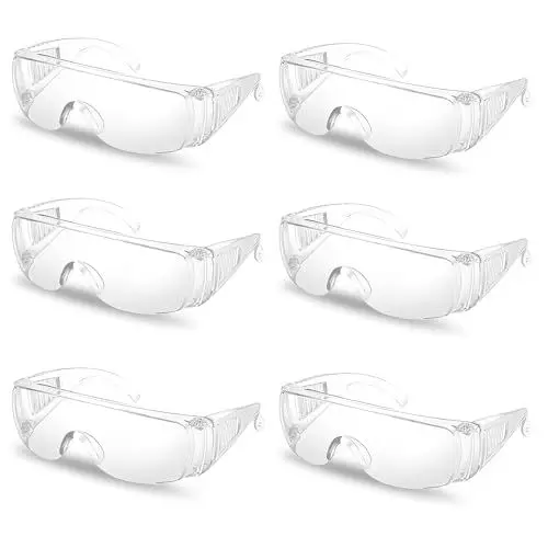 Produktbild: UESDU 6 Stück Laborbrille, Schutzbrille Sicheren Arbeitsschutzbrille Staubdicht Sicherheitsbrille Anti Fog Augenschutzbrille Kratzfest für Chemie Herren Damen(Transparent)