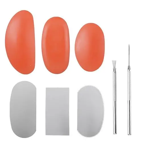 Produktbild: UESDU Keramik Ton Rippen Set, 8 Stück Töpferwerkzeug Silikon Töpfer Tonwerkzeuge Skulptur Töpferform Schaber Ton Rippen Gummi für Modellbau Schnitzarbeiten