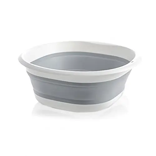 Produktbild: Waschschüssel, Faltbare Schüssel 5L Camping Waschbecken 32cm Grau Tragbarer Faltschüssel Klappbar Waschwanne Aufbewahrungsbehälter für zu Hause Küche Camping