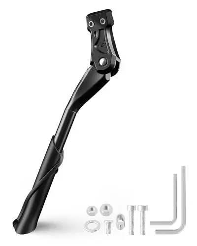 Produktbild: UETSNOR Fahrradständer 24-29 Zoll, Höhenverstellbar Fahrradständer mit 2 Löchern, 18mm Lochabstand, Rutschfester Seitenständer Maximale Last 35kg, Stabiler Fahrradständer für Mountainbike, Rennrad