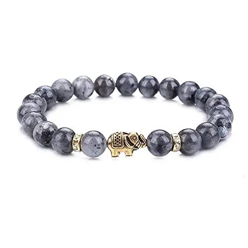 Produktbild: UEUC Elefanten-Edelstein-Armband für Frauen, 8 mm Naturstein-Yoga-Kristall-Stretch-Armband(#31)