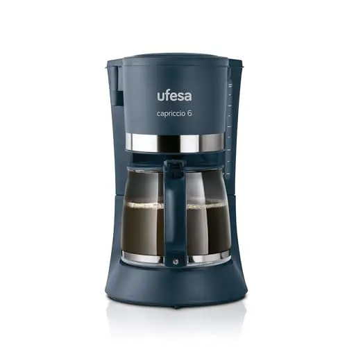 Produktbild: Ufesa CG7114 Capriccio Tropfkaffeemaschine, 6 Tassen, 600W, 0.6L Karaffe, Anti-Tropf-System, automatische Abschaltung, Blau