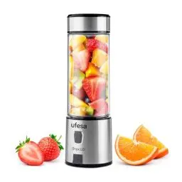 Produktbild: Ufesa Onyx Go! MiniMixer Personal Blender, Tragbarer Mini-Standmixer und Smoothie Maker to go, Sport Deckel, 400 ml, mit Akku und USB Aufladung, Amazon-Exklusiv