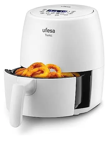 Produktbild: Ufesa Twist Friteuse Heißluftfritteuse, 2L, Airfryer Mit 6 Programme, 1200w, Zeitchaltuhr, Temperatur 80ºC bis 200ºC, BPA-Frei, Antihaftbeschichtung, Cool-Touch, Weiß, Amazon-Exklusiv