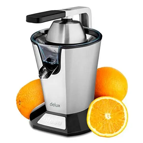 Produktbild: Ufesa entsafter EX4950 Zitruspresse mit 600W, Saftpresse elektrisch aus Edelstahl, Zitronenpresse, Orangenpresse, Limettenpresse, BPA-Frei, Schwarz