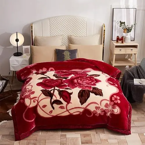 Produktbild: UGFJMN Schwere 2-lagige Reversible Nerz Decke Plüsch Samt Koreanische Art Blume Gedruckte Fleece Decke Seide Weiche Faux Pelz Raschel Bett Decke für Herbst Winter,200 * 230CM 6KG