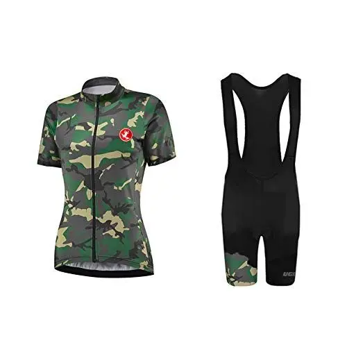 Produktbild: UGLY FROG Damen Kurzarm Radbekleidung Set 2019 Fashion Radtrikot + Radhose Damen Trikot Set Fahrradbekleidung Fahrradtrikot für Reiten Radfahren Radsport Frühling & Herbst