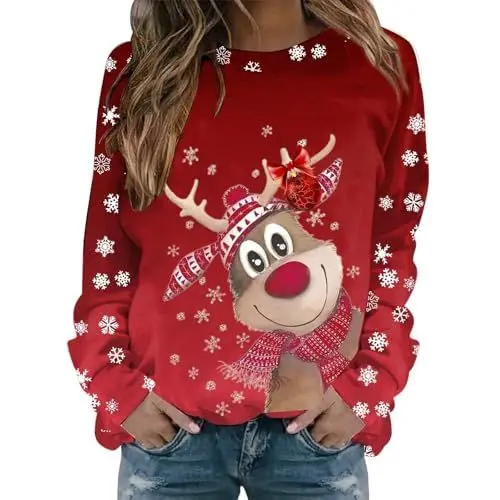 Produktbild: Ugly Christmas Sweater,Geschenk für Partner heizdecke mit ärmeln plüsch Pyjama Damen Paar Geschenke Weihnachtspullover Rentier Damen Geschenk Frau Weihnachten Pulli Damen Winter 3