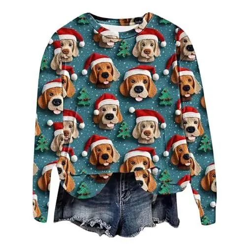 Produktbild: Qixiu Damen Ugly Sweater Christmas, Hoodie XXL, Warm Oberteil Damen, Weihnachts Pyjama Partner, Weihnachts Decke, Hood Crew, Rot