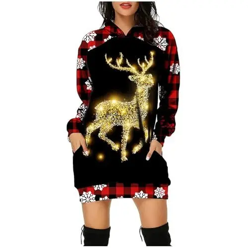 Produktbild: ugly christmas sweater,rollkragenpullover damen baumwolle frauen geschenk weihnachten damen weihnachtskleid only damen pullover only pullover damen couple pyjama set weihnachtspullover familie set 6 6