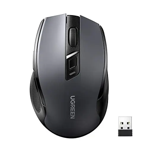 Produktbild: UGREEN 2.4G Maus kabellos mit 4000 DPI, Ergonomisches Design, Wireless Mouse mit USB Empfänger, 18 Monate Akkulaufzeit, funkmaus kompatibel mit Laptop Computer Windows macOS Linux (Schwarz)