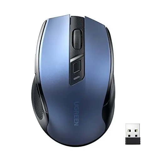 Produktbild: UGREEN 2.4G Maus kabellos mit 4000 DPI, Ergonomisches Design, Wireless Mouse mit USB Empfänger, 18 Monate Akkulaufzeit, funkmaus kompatibel mit Laptop Computer Windows macOS Linux (Blau)