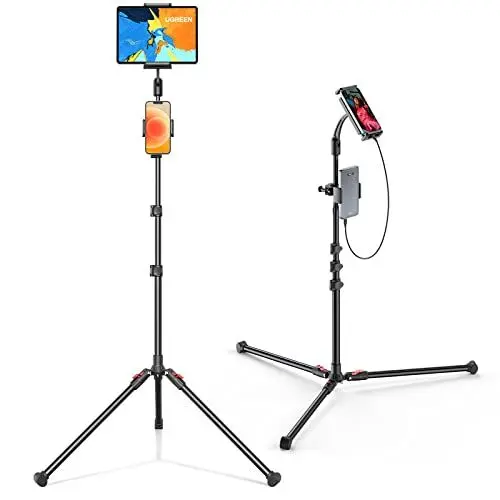 Produktbild: UGREEN 2-in-1 Tablet Ständer höhenverstellbar bis 174cm Tablet Stativ Faltbare Boden Halterung, Tablet-Handy Halter für 2022 iPad Pro/air/Mini Tablet und Handy mit 4,7-13 Zoll