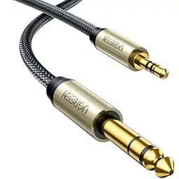Produktbild: UGREEN 3.5mm Klinke auf 6.35mm Klinke Kabel Aux Stereo Audio Kabel unterstützt für Gitarre, Mischpult, Mikrofon, Recorder, Mixer, Verstärker usw. (1M)