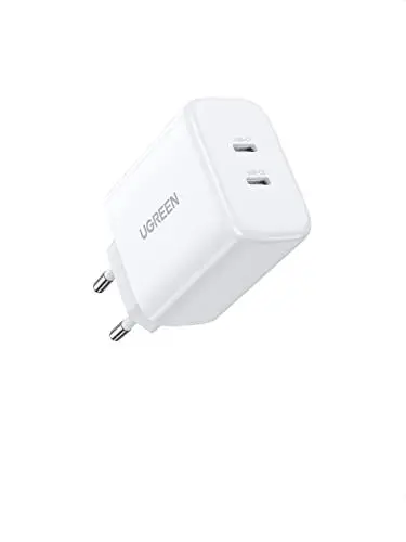 Produktbild: UGREEN USB C Ladegerät 40W 2-Port USB-C Netzteil PD 3.0 Charger doppelt 20W Schnellladegerät kompatibel mit iPhone 16 Pro Max, 15, 14, 13, 12, HomePod Mini, iPad Pro, Watch 9, Galaxy S24, S23, Pixel
