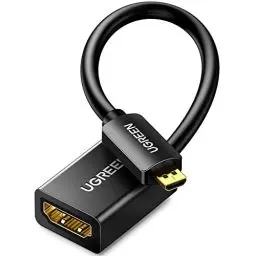Produktbild: UGREEN 4K 60Hz Micro HDMI auf HDMI Adapter 3D 1080P HDMI Typ D auf A Micro HDMI Adapterkabel kompatibel mit Raspberry Pi 5/4, Alpha 7R Kamera, Schwarz(50cm)