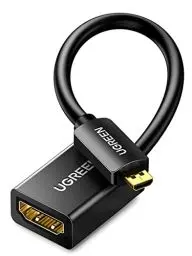 Produktbild: UGREEN 4K 60Hz Micro HDMI auf HDMI Adapter 3D 1080P Typ D auf A Adapterkabel kompatibel mit Raspberry Pi 5/4, Alpha 7R Kamera usw. Schwarz(20cm)