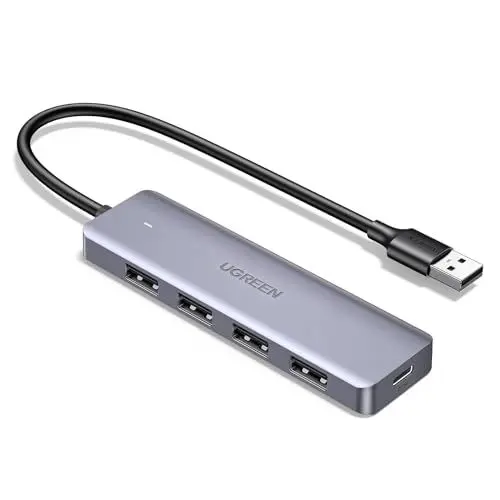Produktbild: UGREEN 4-Port USB Hub 3.0 mit 4*USB 3.0 Port & 1*USB C Stromversorgung-Port, USB Verteiler für MacBook, iMac, Surface, Dell, Thinkpad, USB Stick, Mobile HDD, Maus, Tastatur und mehr (15cm)