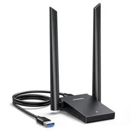Produktbild: UGREEN AX1800 USB WLAN Stick Adapter WiFi 6 USB 3.0 Adapter für PC Dual 5dBi WLAN Antennen mit eingebauter Treiber, Super Wanddurchdringung und Dualband (5GHz/2.4GHz) für Windows 10/11.