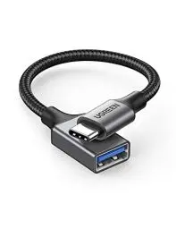 Produktbild: UGREEN USB C auf USB 3.0 Adapter 5Gbps OTG Kabel Typ C Stecker auf USB A Buchse Nylon geflochten Aluminium kompatibel mit iPhone 16 Plus Pro Max 15 MacBook Pro Air iPad Pro Air Galaxy S24 (Schwarz)