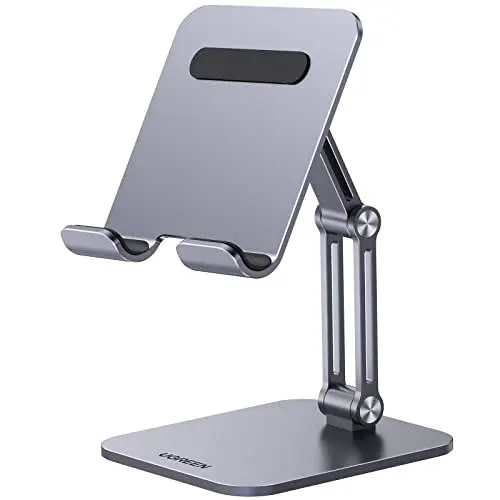 Produktbild: UGREEN Aluminium Tablet Halterung Verstellbarer Tablet Ständer Höhenverstellbar iPad Ständer kompatibel mit iPad Pro Air Mini 11 12.9 Galaxy Tab Redmi Pad Huawei MatePad iPhone 16 15 Pro bis 12,9 Zoll