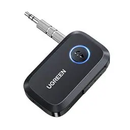 Produktbild: UGREEN Aux Bluetooth Adapter Auto Bluetooth 5.3 Empfänger Freisprechanruf, Stereo Musik, Dualer Kopplung mit 15 Stunden Spielzeit Klinke Bluetooth Adapter für Autoradio/Stereoanlage/Headset (Schwarz)