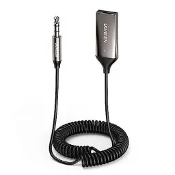 Produktbild: UGREEN Aux Bluetooth Adapter Auto Bluetooth 5.3 Empfänger Klinke für Freisprechanruf und Wireless Musik kompatibel mit Auto mit Aux und USB Anschluss, Lautsprecher, Verstärker (Space Gray)