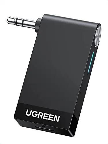 Produktbild: UGREEN Aux Bluetooth Adapter Auto für Freisprechanruf und Musik Hören beim Fahren, Bluetooth Klinke Empfänger mit Bluetooth 5.0 Receiver für Auto, Lautsprecher und Verstärker