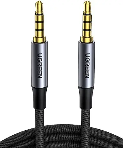 Produktbild: UGREEN Aux Kabel 3.5 Klinke auf 3.5 Klinke Kabel 3.5mm klinkenkabel 4 Polig unterstützt Mikrofon für Headset(CTIA), Handy, Auto Radio, MP3 Player, Lautsprecher, PS4, Xbox One usw.(0.5m)