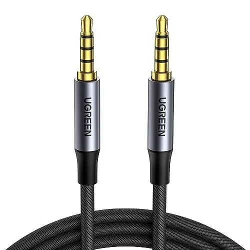 Produktbild: UGREEN Aux Kabel 3.5 Klinke auf 3.5 Klinke Kabel , 4 Polig unterstützt Mikrofon für Headset(CTIA), Handy, Auto Radio, MP3 Player, Lautsprecher, PS4, Xbox One usw.(1m)